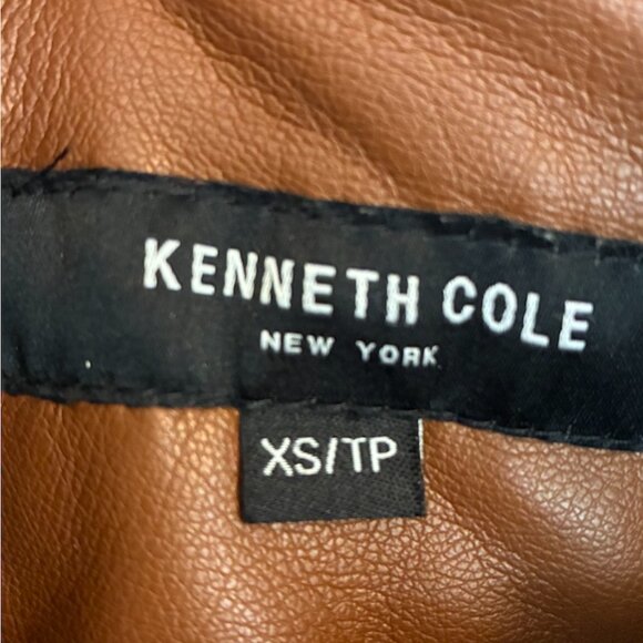 Kenneth Cole Faux Leather Bomber Jacket XS - Picture 3 of 6